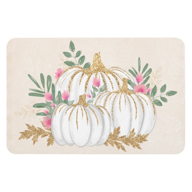 Magnet Flexible Aquarelle blanche et Citrouille or (Horizontal)