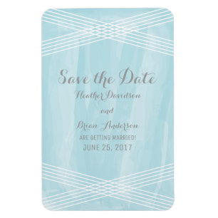 Magnet Flexible Aquarelle bleue Déco Enregistrer la date