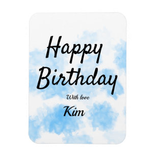 Magnet Flexible Aquarelle bleue simple anniversaire ajouter votre 