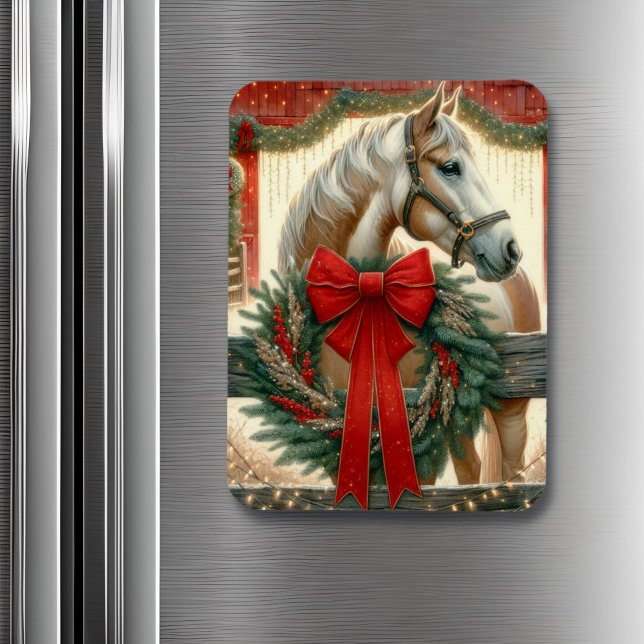 Magnet Flexible Aquarelle Cheval et Ferme Festive Noël (Créateur téléchargé)