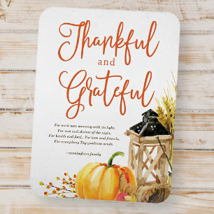 Magnet Flexible Aquarelle Citrouille Cornucopia Thanksgiving Poème
