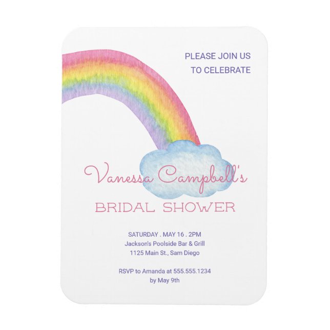 Magnet Flexible Aquarelle colorée Fête des mariées arc-en-ciel (Vertical)