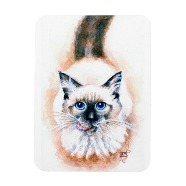 Magnet Flexible Aquarelle de chat de Siamese (Vertical)