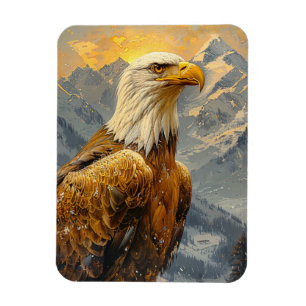 Magnet Flexible Aquarelle de l'aigle chauve Montagnes Flexibles