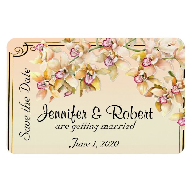 Magnet Flexible Aquarelle de l'orchidée Pêcher Mariage de l'épi En (Horizontal)