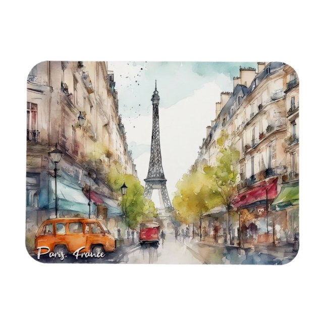 Magnet Flexible Aquarelle de Paris France (Horizontal)
