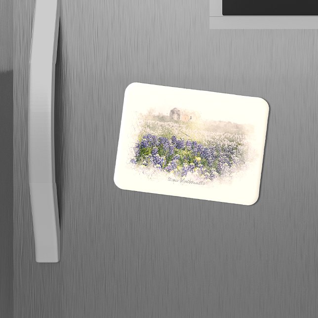Magnet Flexible Aquarelle esquissée du champ Bluebonnet (Créateur téléchargé)