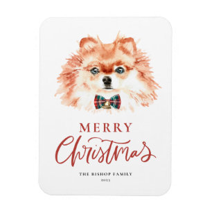 Magnet Flexible Aquarelle festive Chien roumain Joyeux Noël