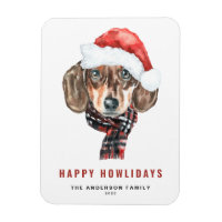 Aquarelle Festive Dachshund Père Noël Joyeux Howli