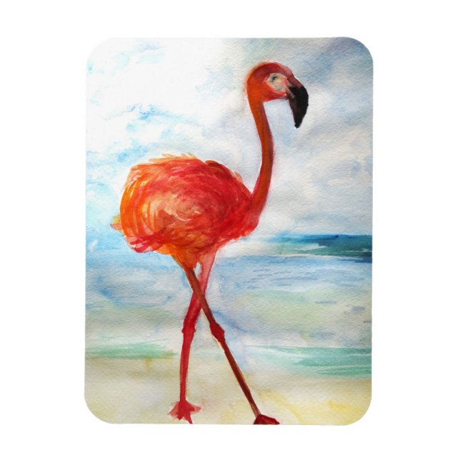 Magnet Flexible Aquarelle Flamant rose rose Aquarelle Art (Vertical)