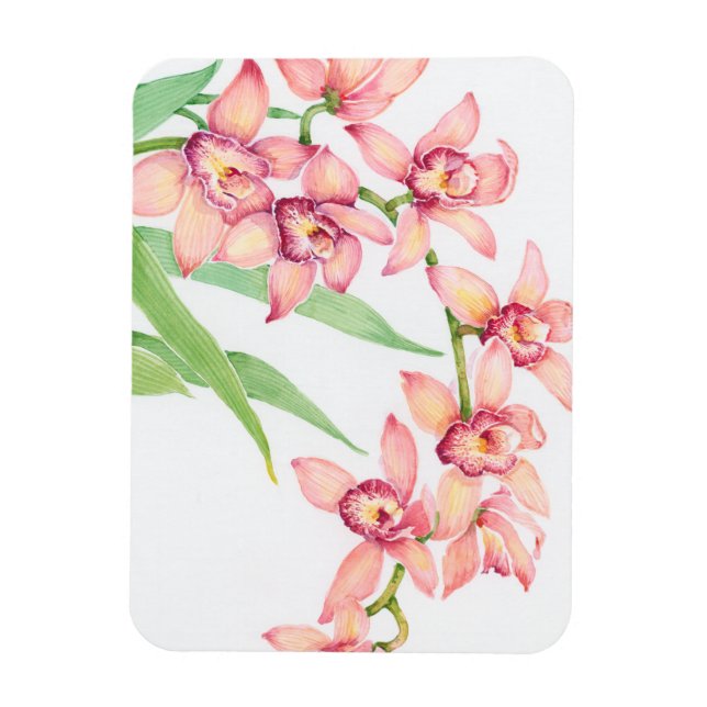 Magnet Flexible Aquarelle Fleurs roses (Vertical)