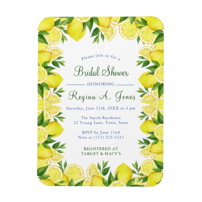 Magnet Flexible Aquarelle Floral citron frite transparente (Vertical)