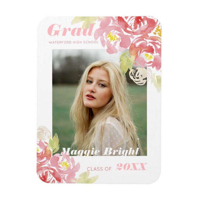 Magnet Flexible Aquarelle florale moderne - Brousset gris Faire-pa (Vertical)