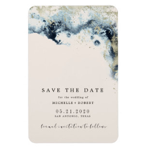 Magnet Flexible Aquarelle flots d'or mariage enregistrer la date a