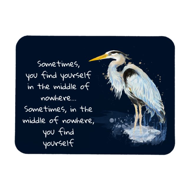 Magnet Flexible Aquarelle Great Blue Heron Citation Inspirante (Horizontal)