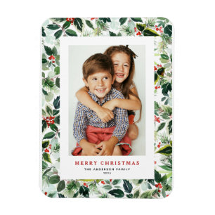 Magnet Flexible Aquarelle hiver verdure Joyeux Noël Photo