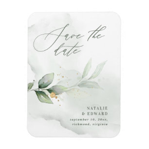 Magnet Flexible Aquarelle mariage d'or du feuillage d'eucalyptus