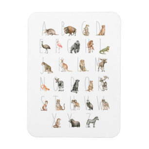 Magnet Flexible Aquarelle mignonne Alphabet animal