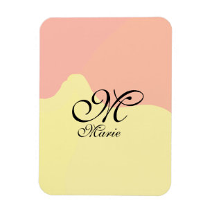 Magnet Flexible Aquarelle orange jaune rétro ajouter votre monogra