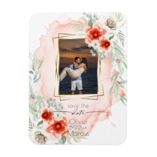 Magnet Flexible Aquarelle Persimmon Floral Photo Enregistrer la da