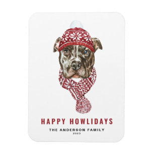 Magnet Flexible Aquarelle Pitbull Noël Joyeux Howlidays