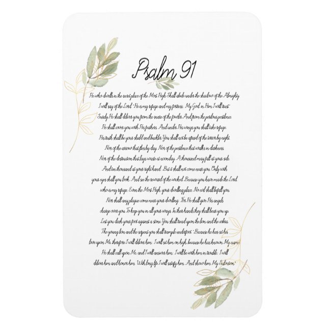 Magnet Flexible Aquarelle Psaume 91 Bible Art Christian (Vertical)