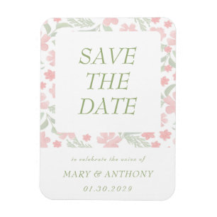 Magnet Flexible Aquarelle rose florale Enregistrer l'aimant de dat