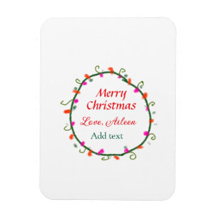Magnet Flexible aquarelle rouge blanc floral wreath joyeux Noël