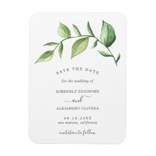 Magnet Flexible Aquarelle rustique vert Sprig Enregistrer la date