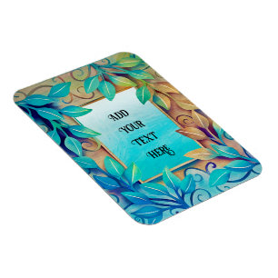 Magnet Flexible Aquarelle Texture Feuille colorée Bordure dorée