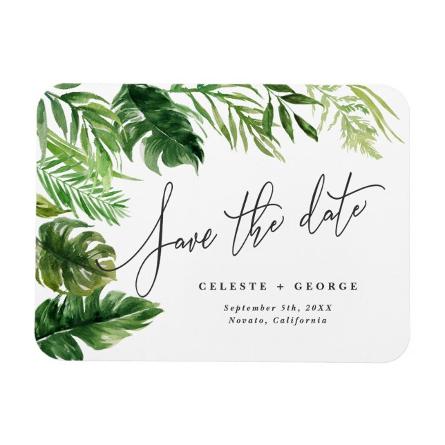 Magnet Flexible Aquarelle tropicale feuillage floral enregistrer l (Horizontal)