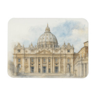 Magnet Flexible Aquarelle Vatican Basilique Saint-Pierre Italie