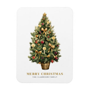 Magnet Flexible Aquarelle Vintage Noël Arbre Joyeux Noël