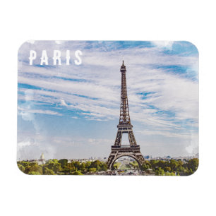 Magnet Flexible Aquarelle vintage Tour Paris Eiffel