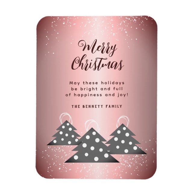 Magnet Flexible Arbre de Noël rose métallique moderne (Vertical)