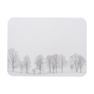 Magnet Flexible Arbres à gorge dans la neige blanc rectangle magné