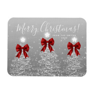 Magnet Flexible Arbres de Noël argentés de vacances élégants + Ann