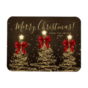 Magnet Flexible Arbres de Noël Rouge Or Vacances Élégants + Année