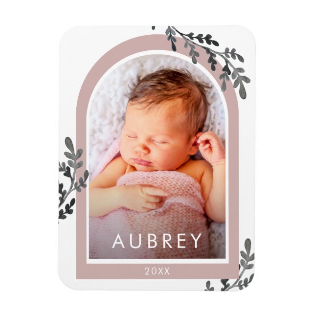 Magnet Flexible Arche photo rose simple et joli script (Vertical)