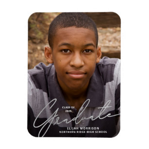 Magnet Flexible Argent Script 2024 Faire-part de graduation photo