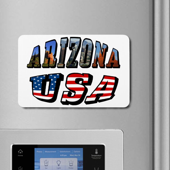 Magnet Flexible Arizona Picture et USA Flag Text (Arizona Picture and USA Flag Text Flexible Magnet)