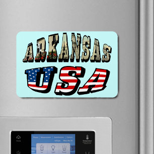 Magnet Flexible Arkansas Picture et USA Flag Text