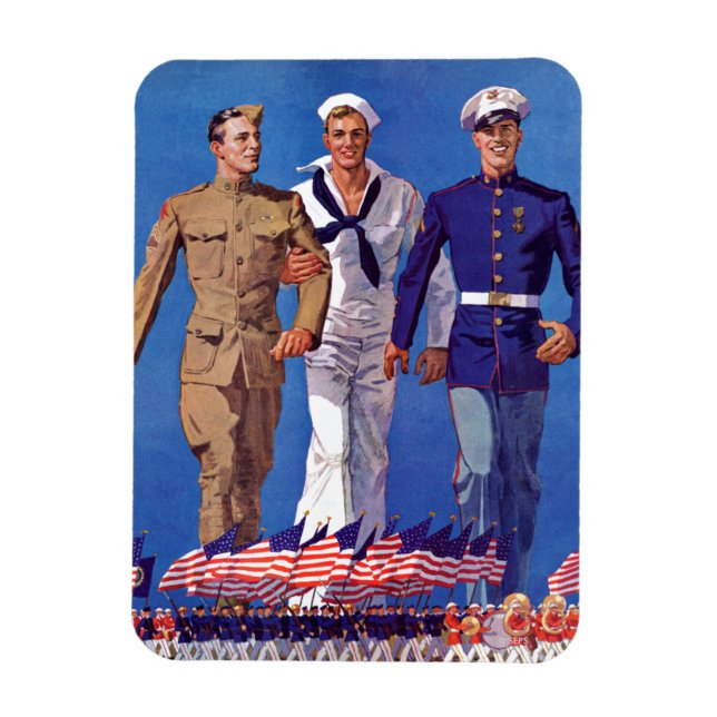 Magnet Flexible Armée, Marine et Marines (Vertical)