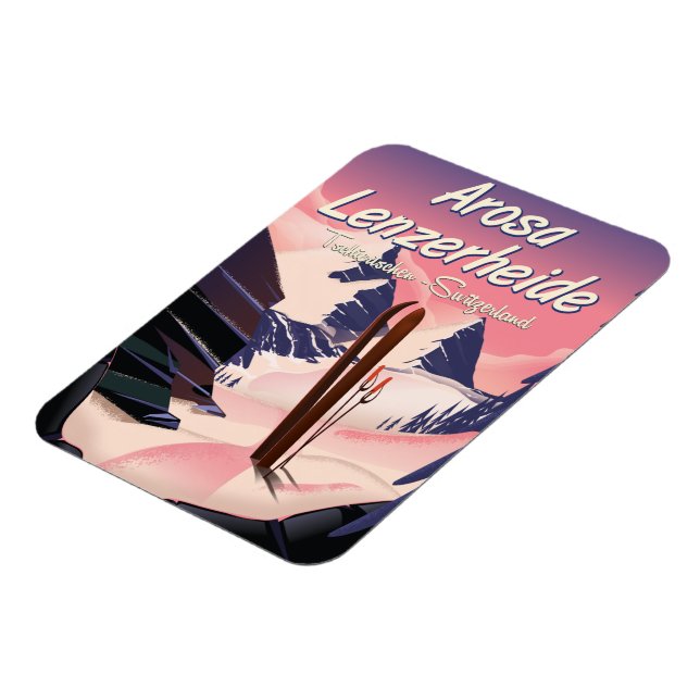 Magnet Flexible Arosa Lenzerheide, poster suisse de ski. (Côté Gauche)