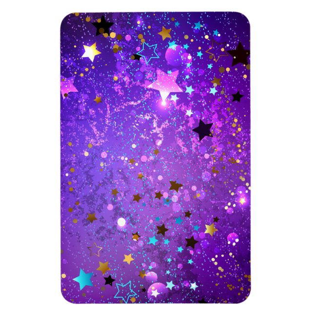 Magnet Flexible Arrière - plan de feuille violet avec étoiles (Vertical)
