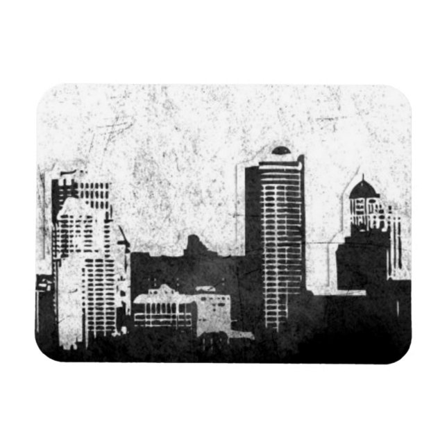 Magnet Flexible Arrière - plan de ville grungy en noir et blanc (Horizontal)