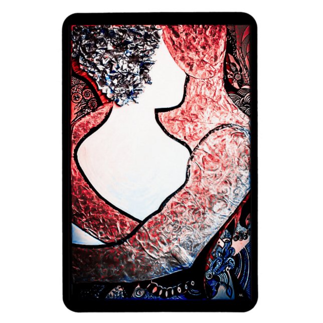 Magnet Flexible Art Abstrait couple interracial dans l'amour embra (Vertical)