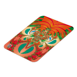 Magnet Flexible Art abstrait fractal de hibou rouge