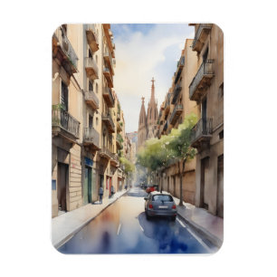 Magnet Flexible Art de l'aquarelle de Barcelone