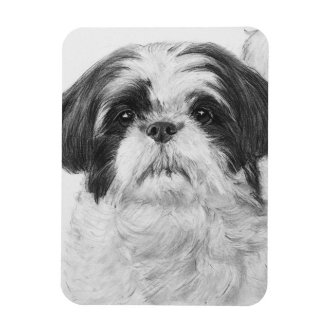Magnet Flexible Art de Tzu Shih noir et blanc (Vertical)